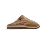 POLIN MID BROWN LEATHER / Sheepskin slippers