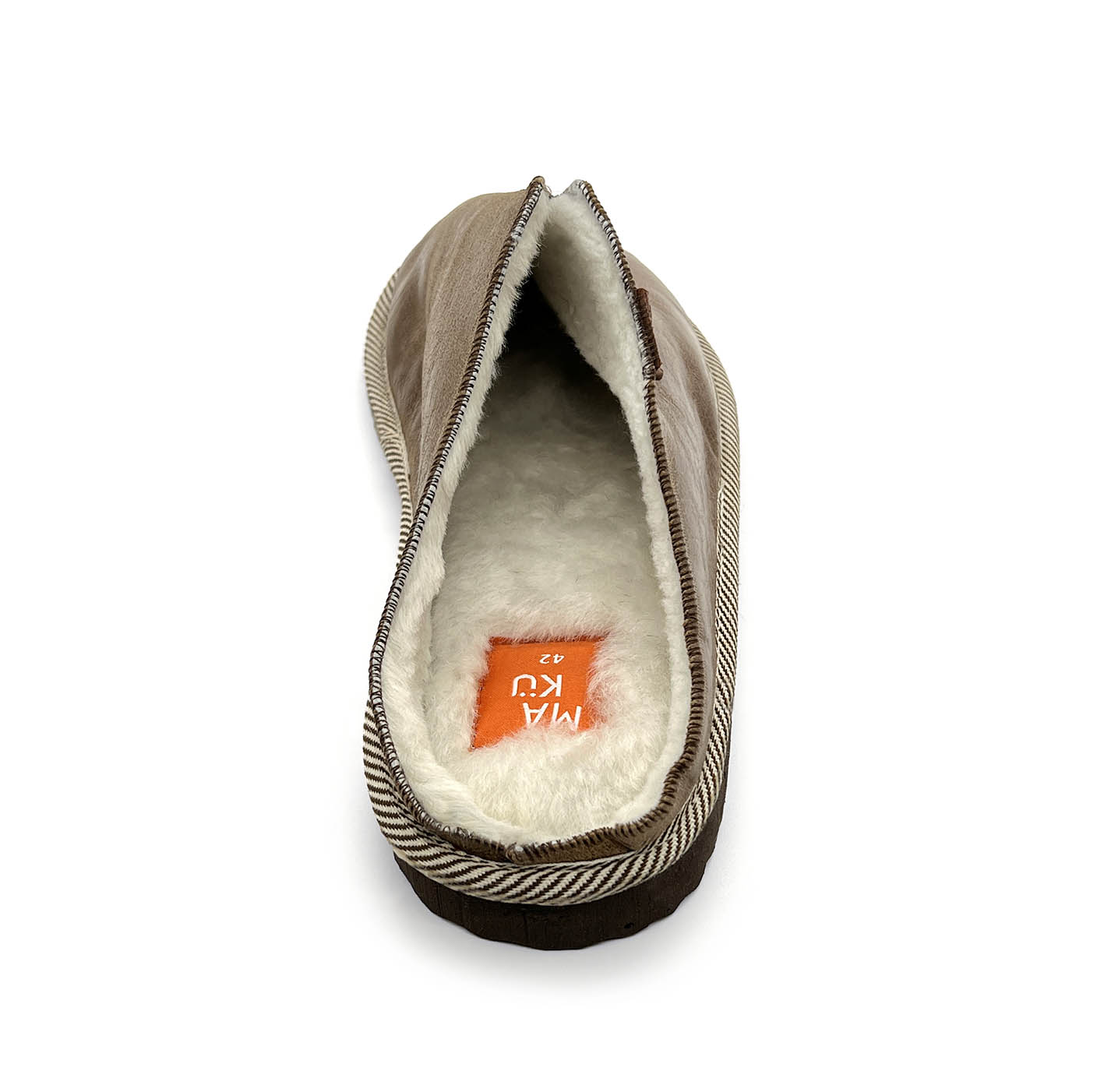 POLIN MID BROWN LEATHER / Sheepskin slippers
