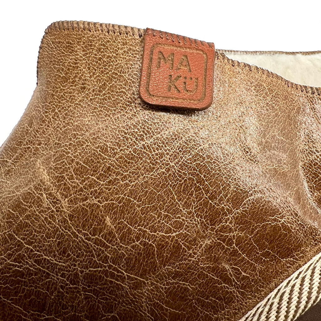 POLIN MID BROWN LEATHER / Sheepskin slippers