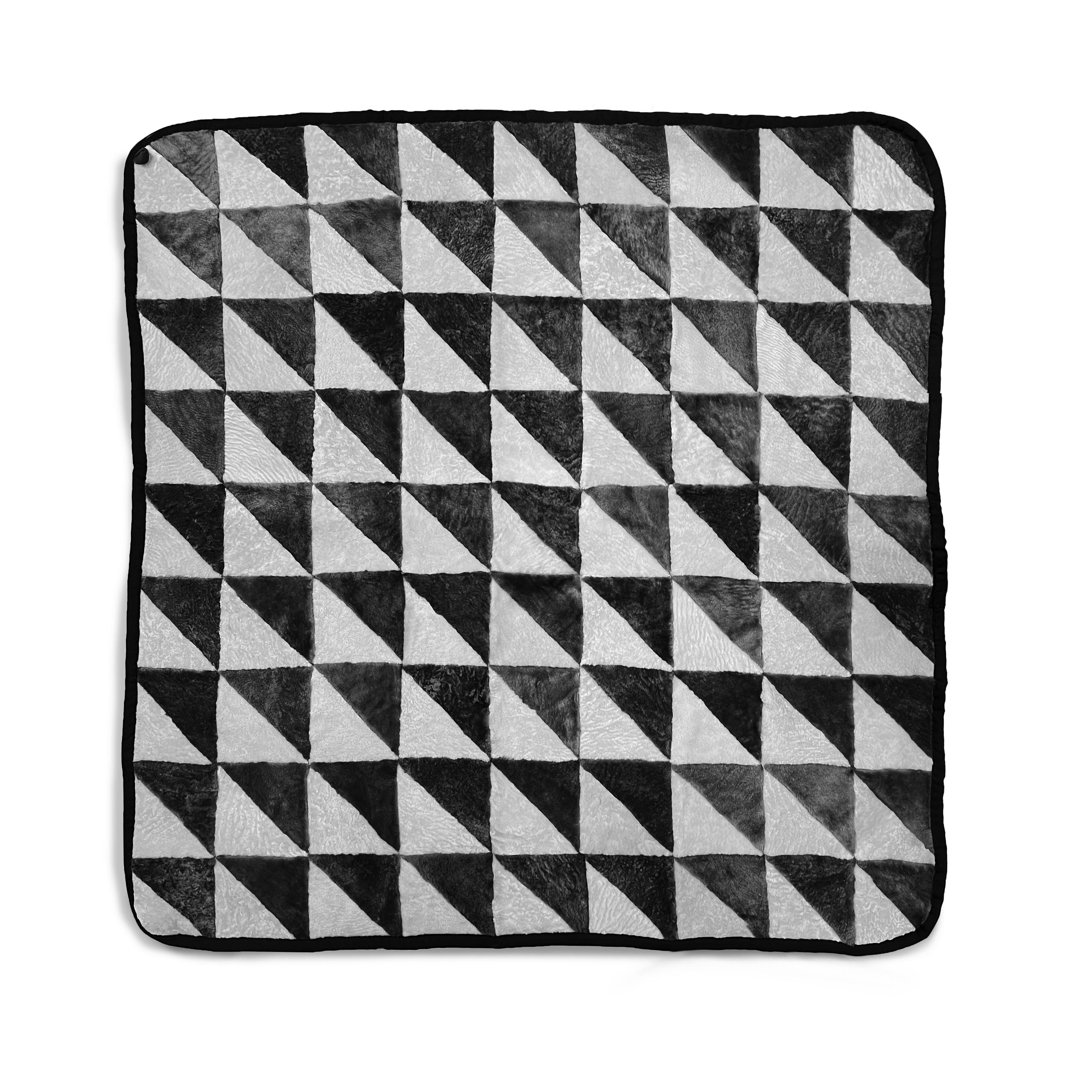 TRIANGLE Patchwork Sheepskin Throw / Damson + Natural A