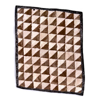 TRIANGLE Sheepskin Patchwork Throw / Warm Brown + Natural with leather trim