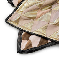 TRIANGLE Sheepskin Patchwork Throw / Warm Brown + Natural with leather trim