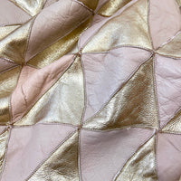 TRIANGLE Sheepskin Patchwork Throw / Warm Brown + Natural with leather trim