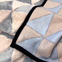 TRIANGLE Sheepskin Patchwork Throw / Grey + Natural