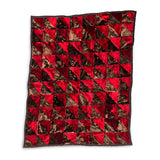 TRIANGLE Sheepskin Patchwork Throw / Rich Red + Variegated Brown