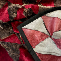 TRIANGLE Sheepskin Patchwork Throw / Rich Red + Variegated Brown