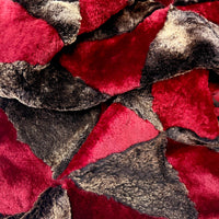 TRIANGLE Sheepskin Patchwork Throw / Rich Red + Variegated Brown