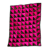 TRIANGLE Sheepskin Patchwork Throw / Fuchsia + Variegated Brown