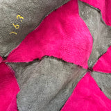 TRIANGLE Sheepskin Patchwork Throw / Fuchsia + Variegated Brown