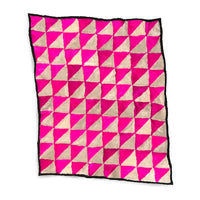 TRIANGLE Sheepskin Patchwork Throw / Neon Pink + Natural