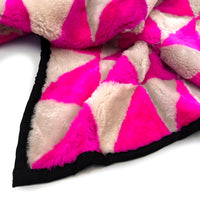 TRIANGLE Sheepskin Patchwork Throw / Neon Pink + Natural