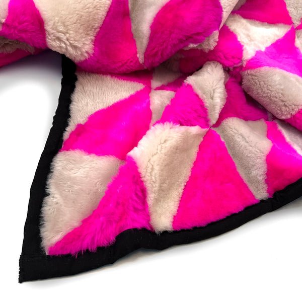 TRIANGLE Sheepskin Patchwork Throw / Neon Pink + Natural