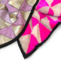 TRIANGLE Sheepskin Patchwork Throw / Neon Pink + Natural