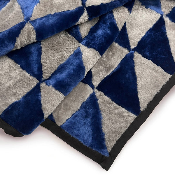 TRIANGLE Wonky Throw / Royal Blue + Grey