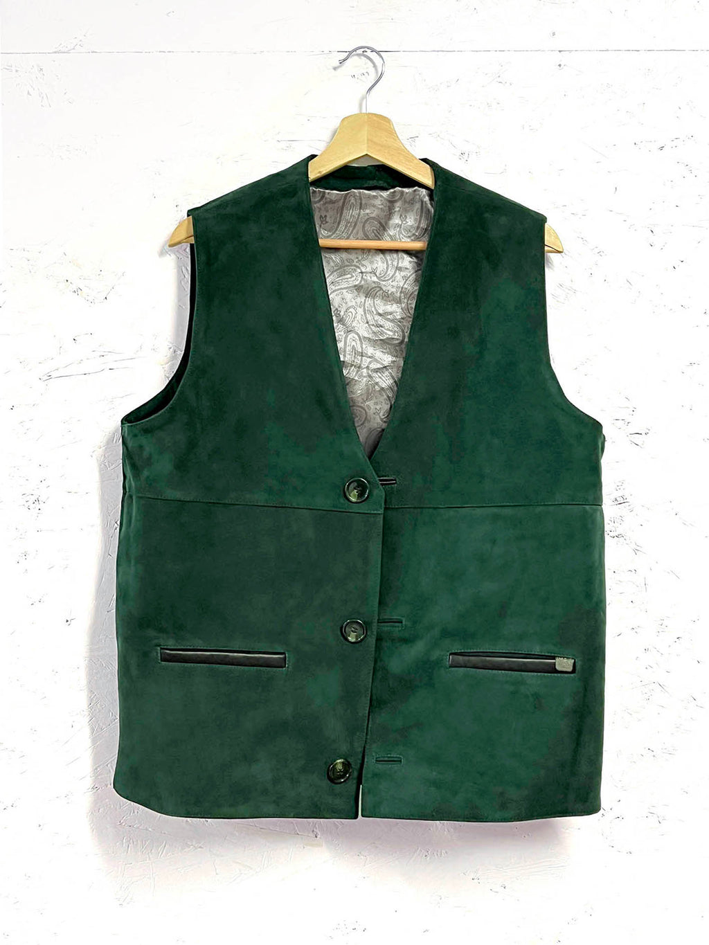 Men's Waistcoat / Dark Green Suede