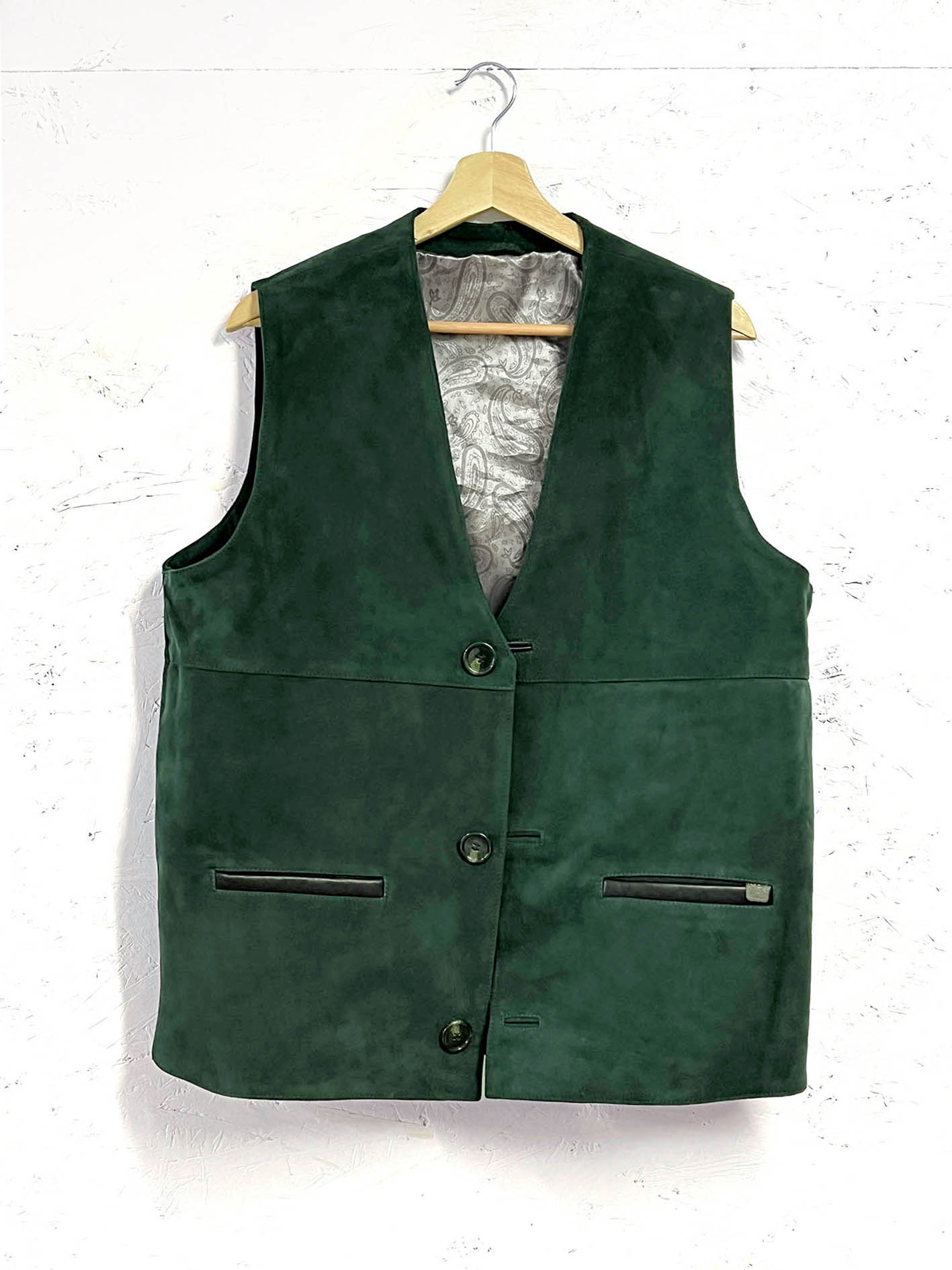Men's Waistcoat / Dark Green Suede