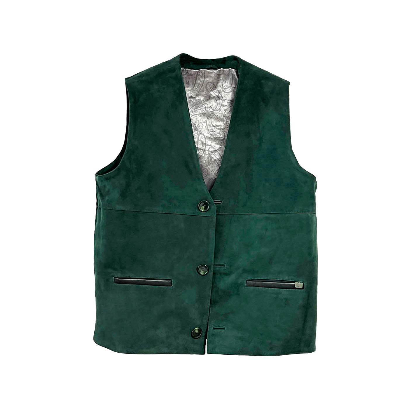 Men's Waistcoat / Dark Green Suede