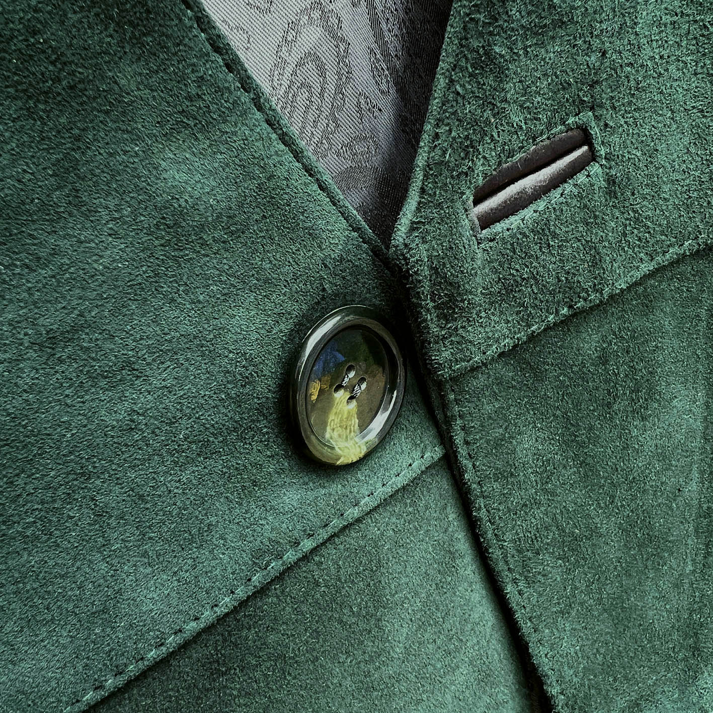 Men's Waistcoat / Dark Green Suede