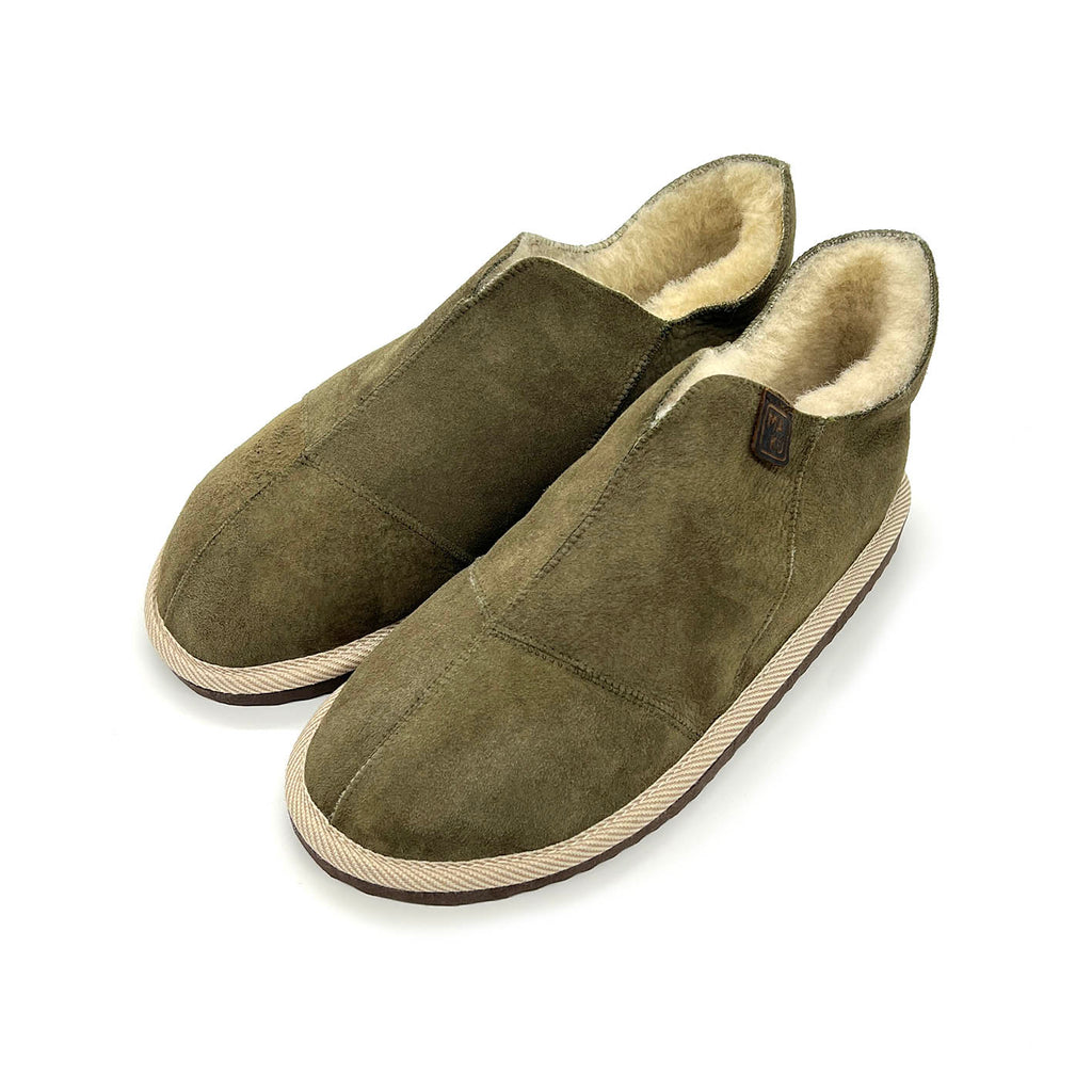 MERDANA OLIVE SUEDE / Sheepskin slippers