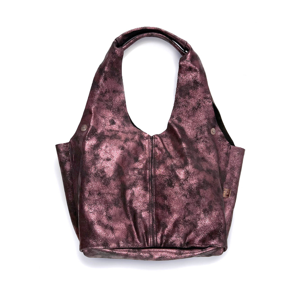 MIBA LEATHER SLOUCH BAG / Mottled Plum Sheen