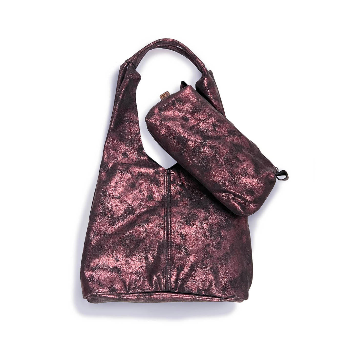 MIBA LEATHER SLOUCH BAG / Mottled Plum Sheen