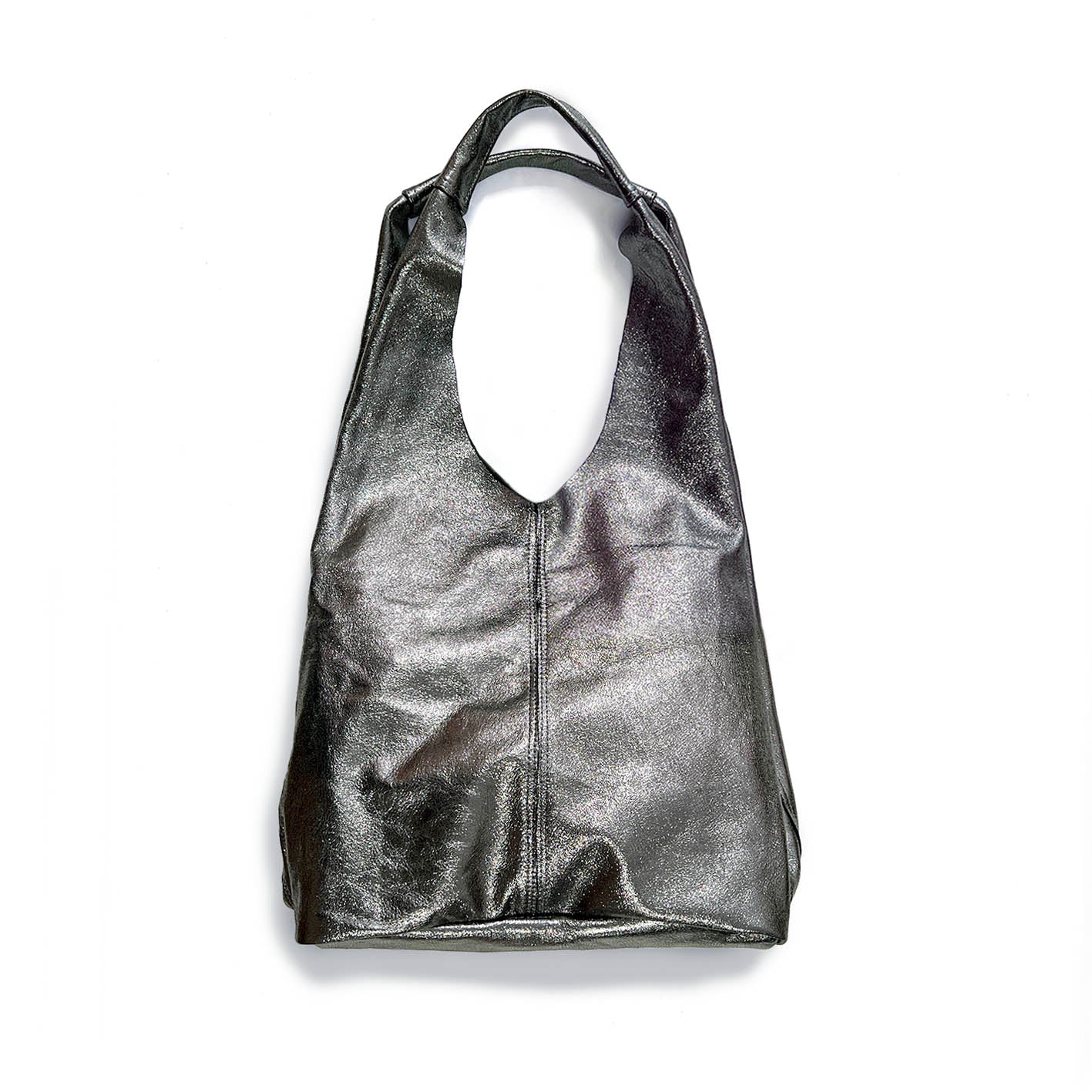 MIBA LEATHER SLOUCH BAG / Pewter Grain