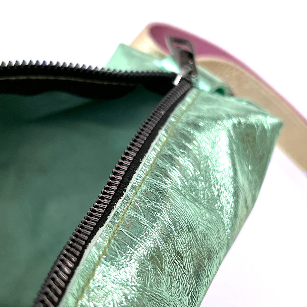 MIBA LEATHER Metallic Mint / Cross-Body Bag