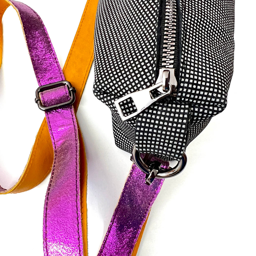 MIBA LEATHER Silver Grid / Cross-Body Bag