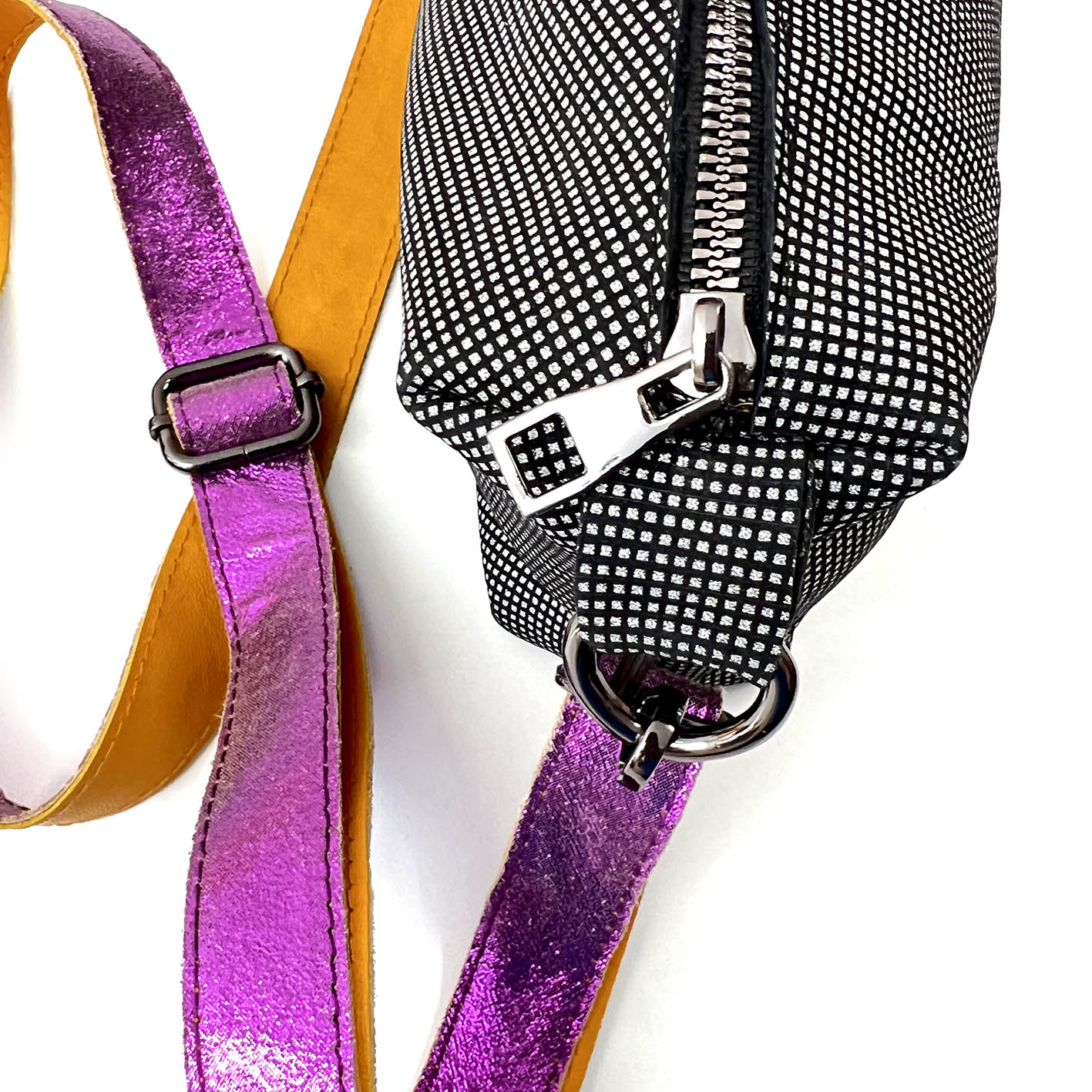 MIBA LEATHER Silver Grid / Cross-Body Bag