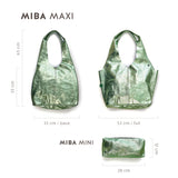 MIBA LEATHER SLOUCH BAG / Stone + Dark Green Snake Print