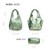 MIBA LEATHER SLOUCH BAG / Stone + Dark Green Snake Print