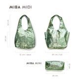 MIBA LEATHER SLOUCH BAG / Silver + Grey Snake Print