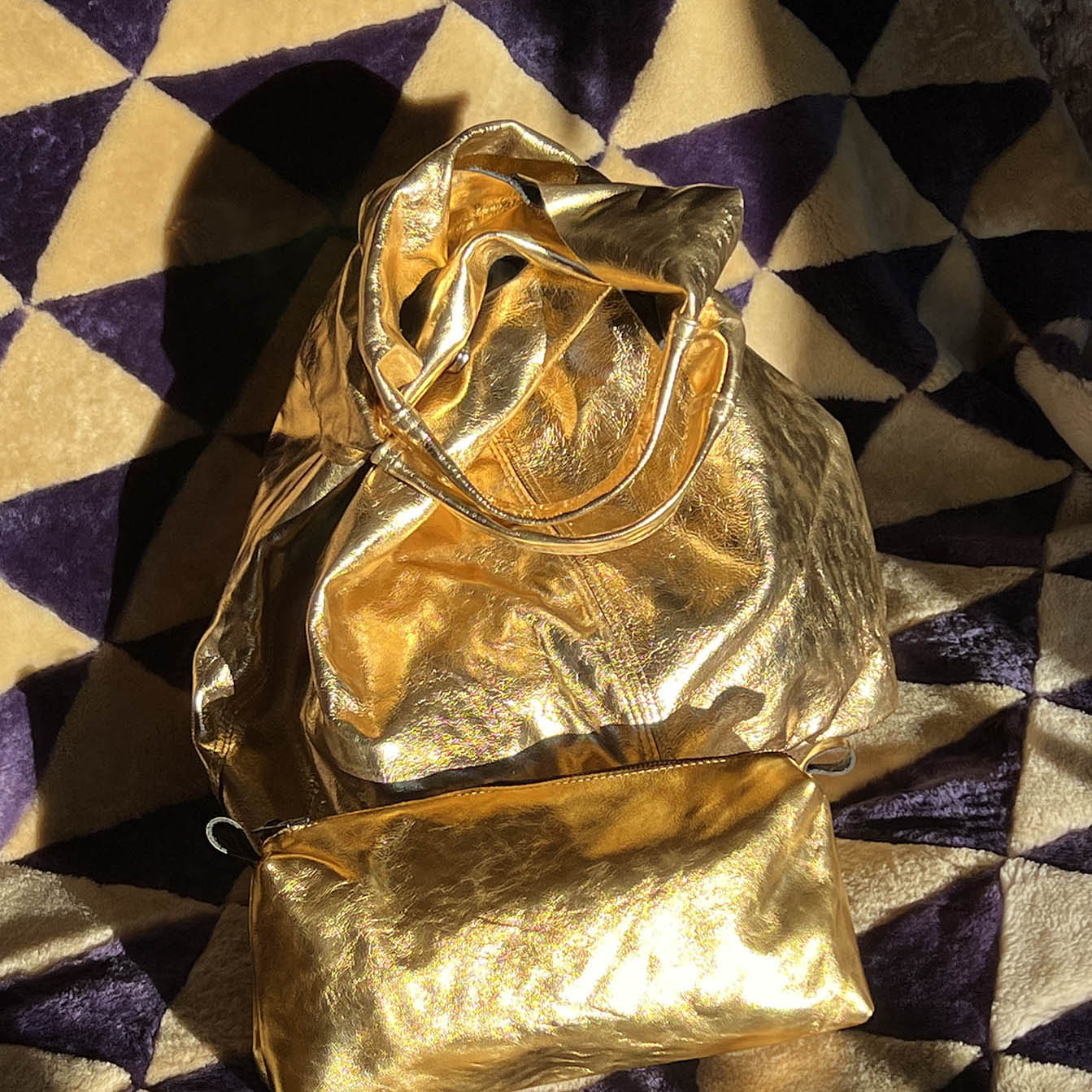 MIBA LEATHER SLOUCH BAG / Gold Leaf