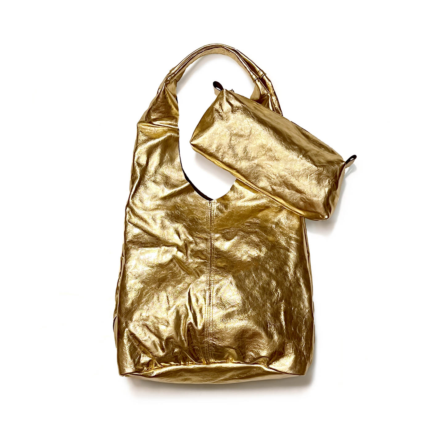 MIBA LEATHER SLOUCH BAG / Gold Leaf