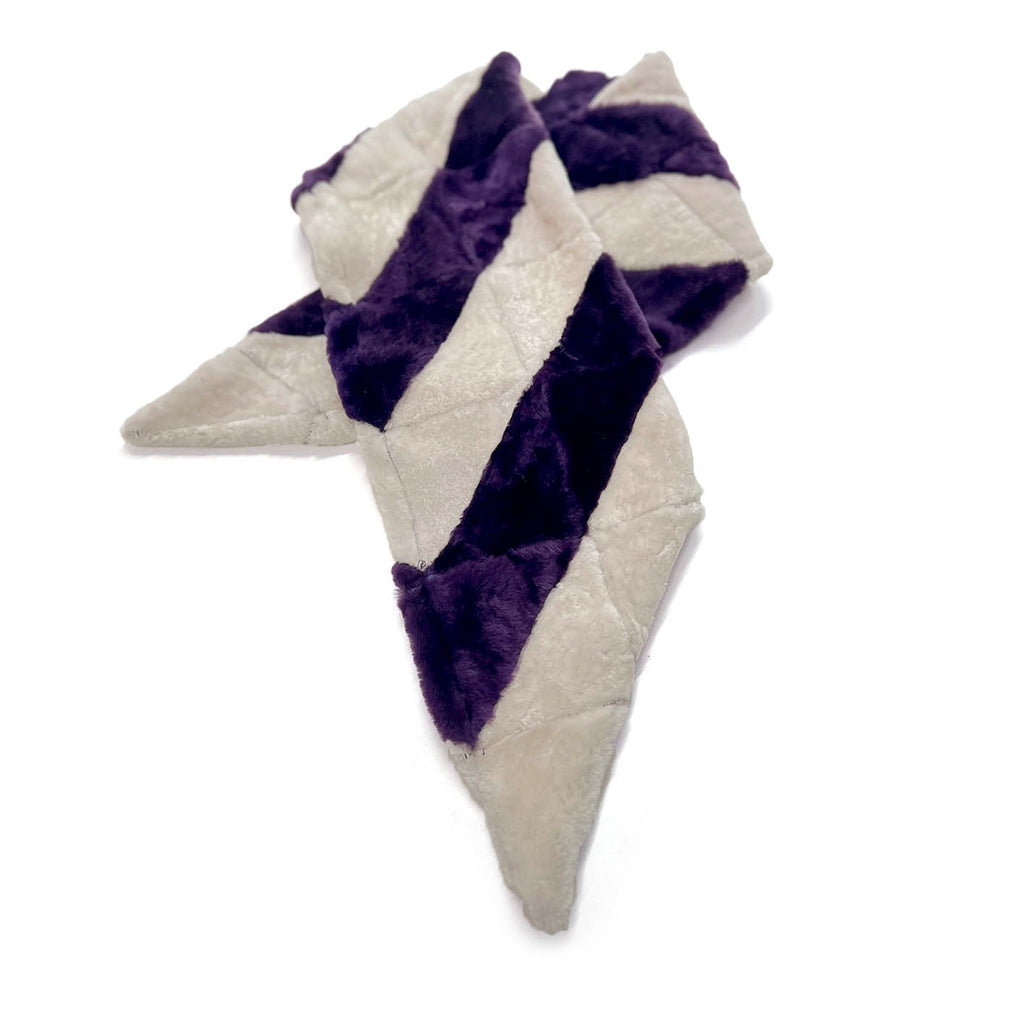 YAMA STRIPE Patchwork Sheepskin Scarf / Plum + Natural