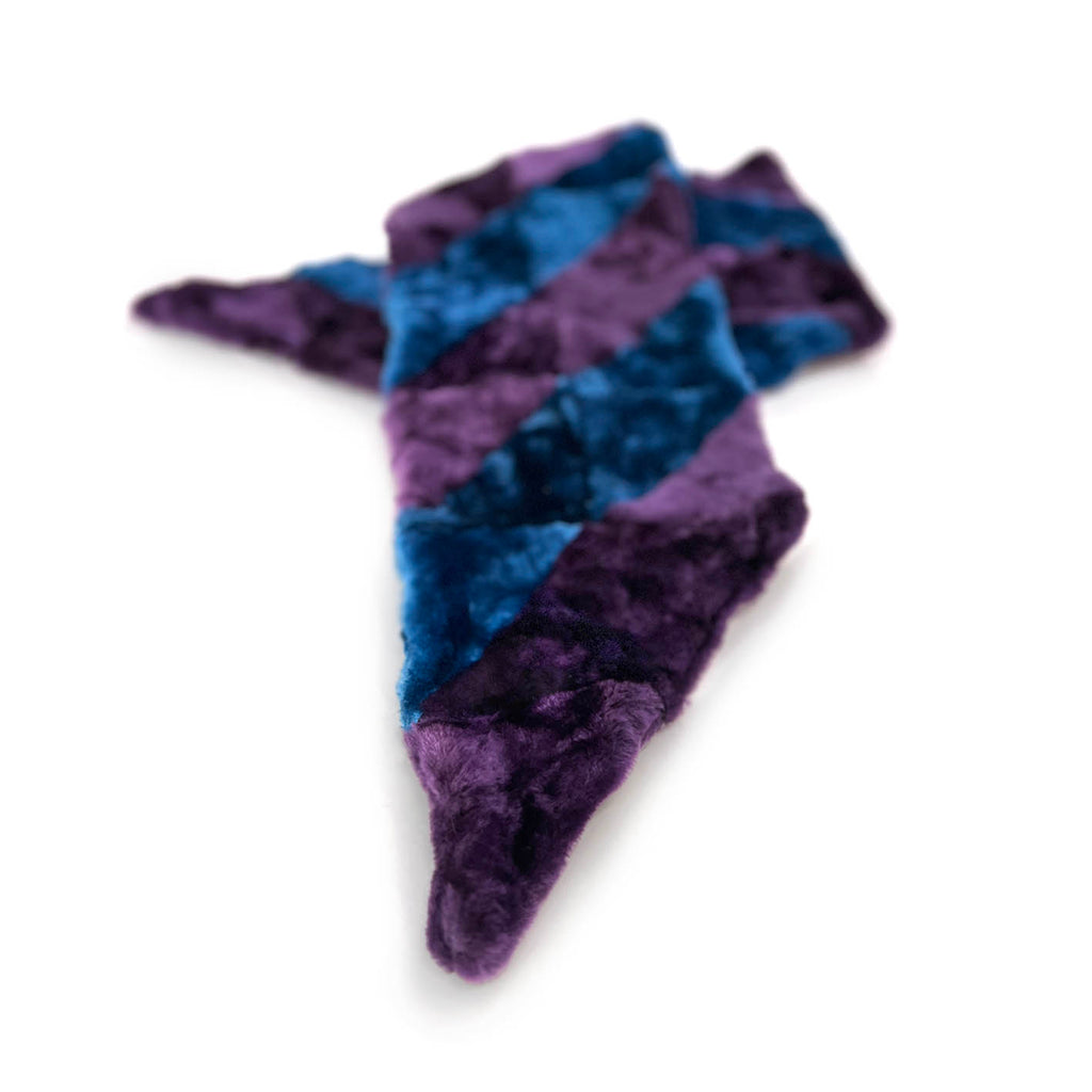YAMA STRIPE Patchwork Sheepskin Scarf / Teal + Plum