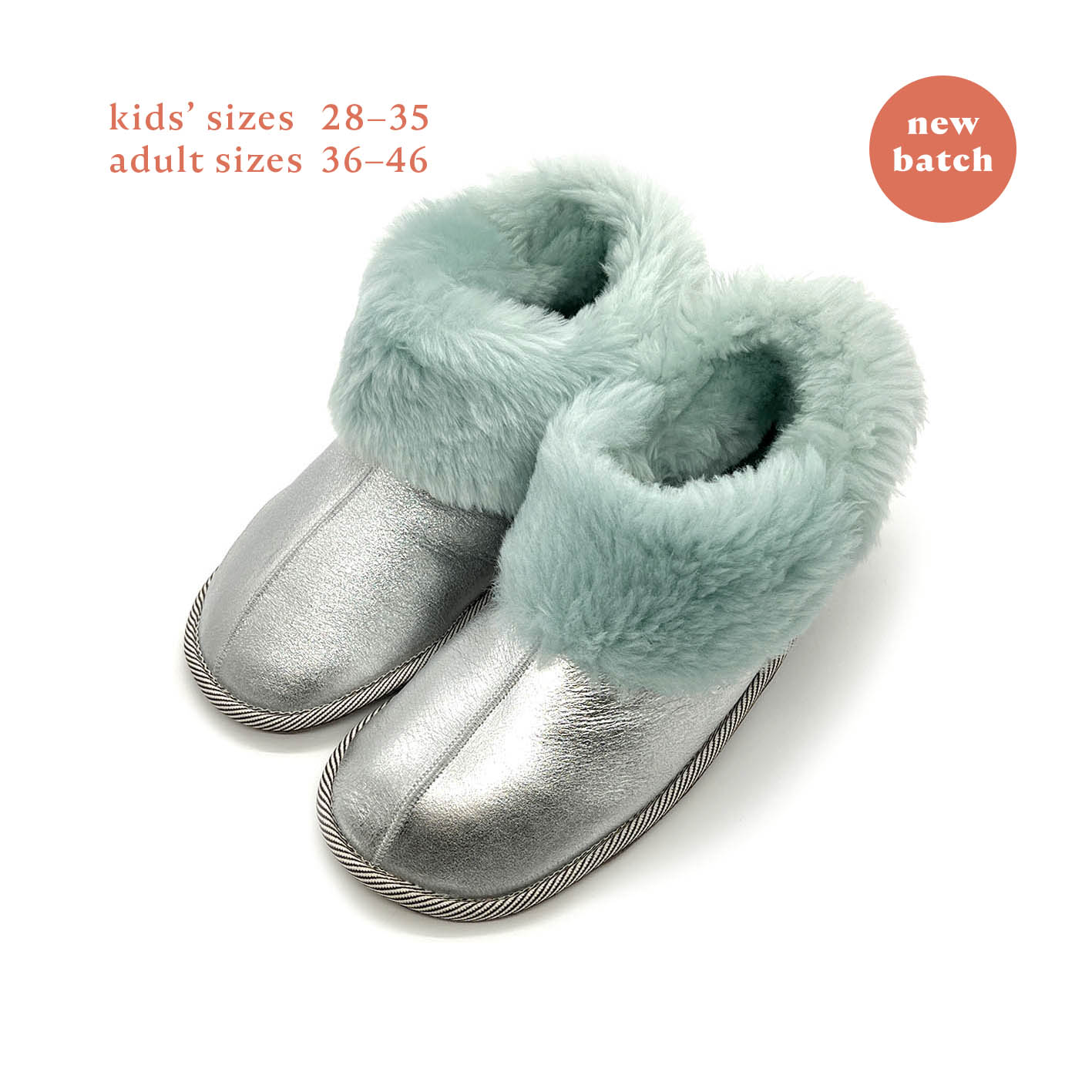PATIQ AQUA + SILVER / Sheepskin slippers