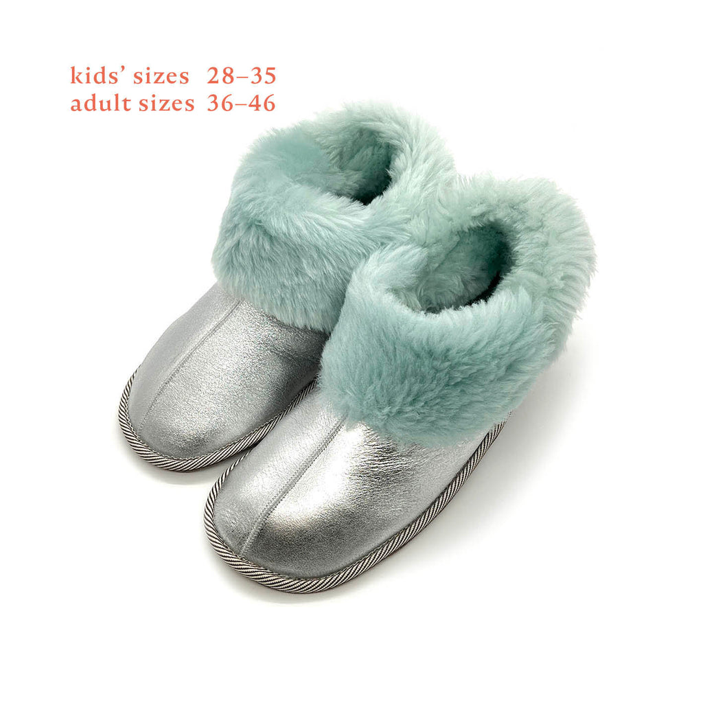 PATIQ AQUA + SILVER / Sheepskin slippers
