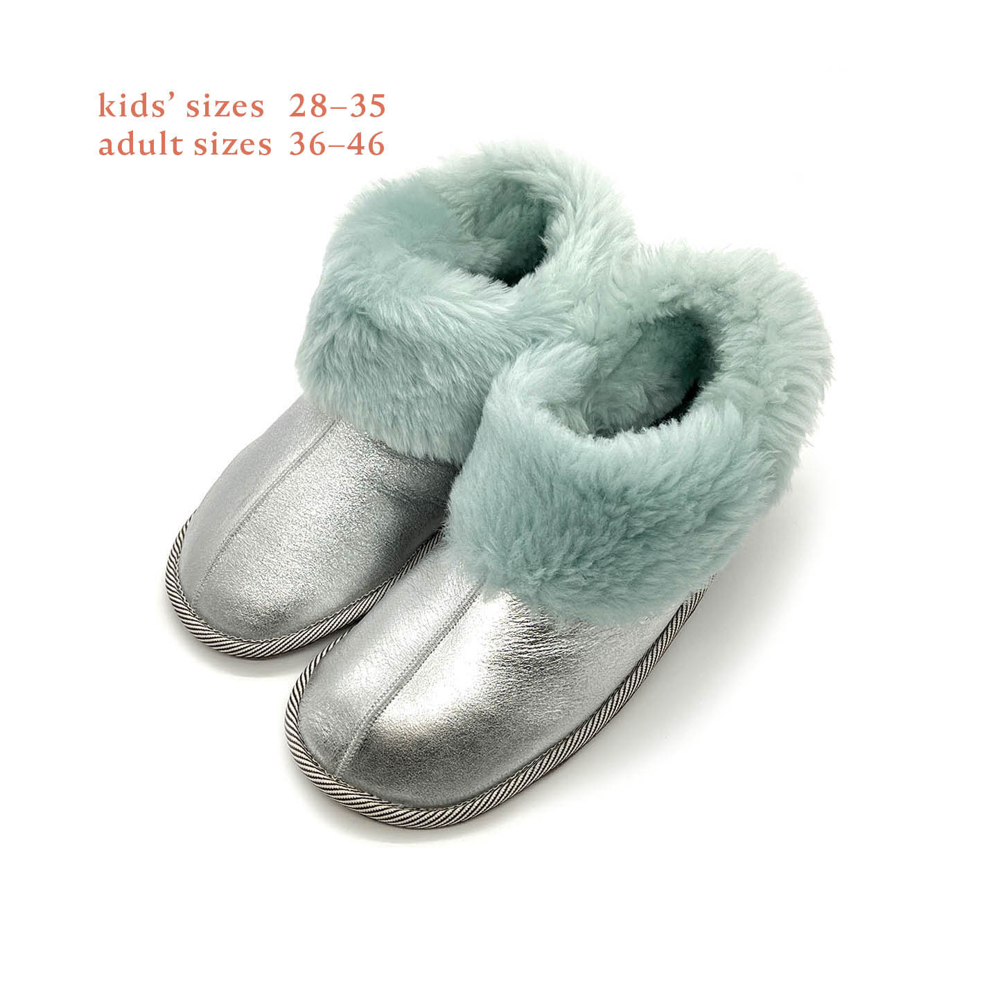 PATIQ AQUA + SILVER / Sheepskin slippers