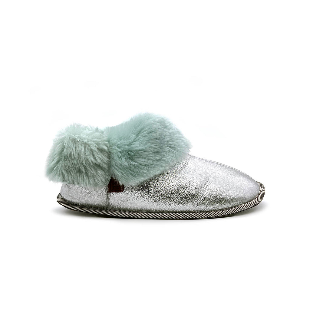 PATIQ AQUA + SILVER / Sheepskin slippers