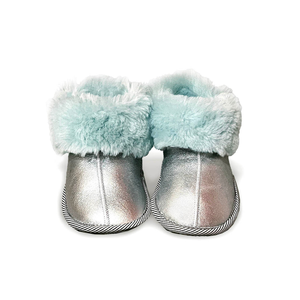 PATIQ AQUA + SILVER / Sheepskin slippers