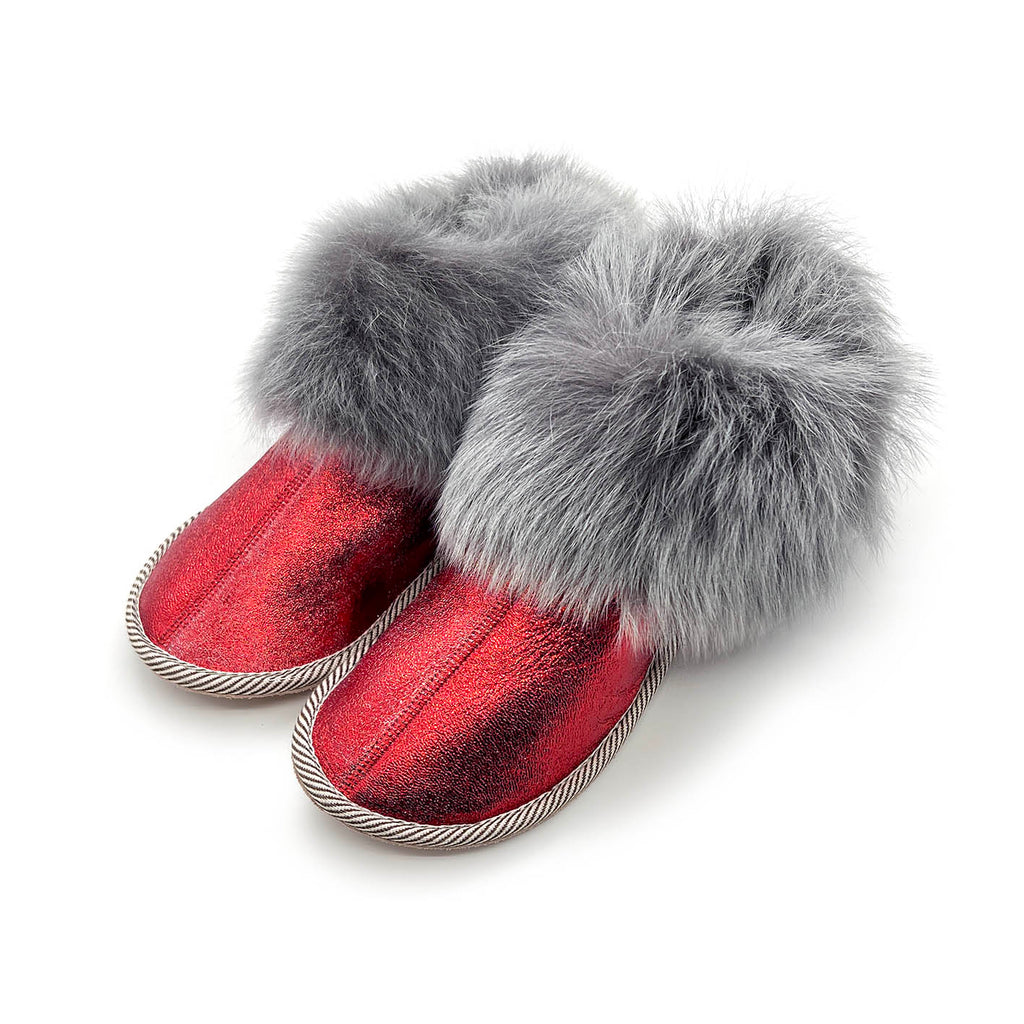 PATIQ CRIMSON GLITTER / Sheepskin slippers
