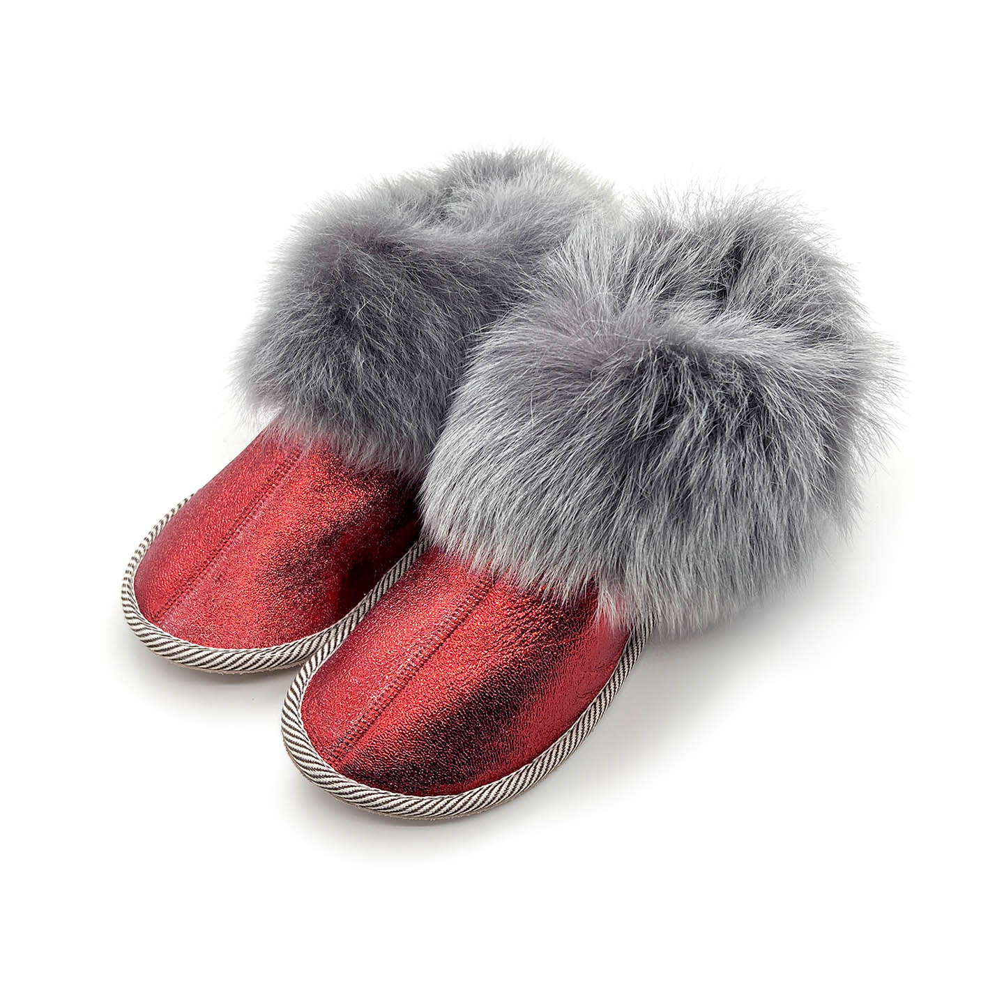 PATIQ CRIMSON GLITTER / Sheepskin slippers