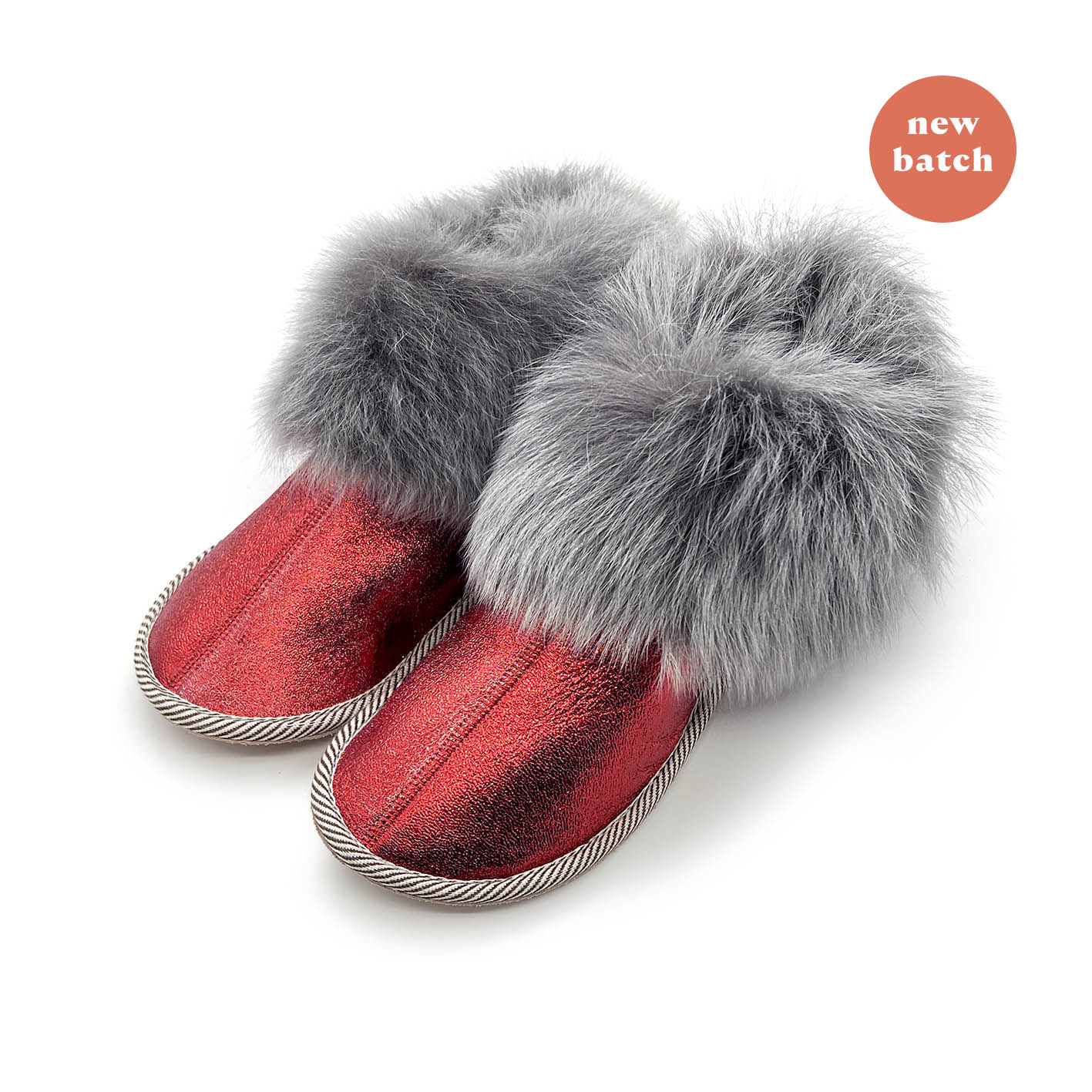 PATIQ CRIMSON GLITTER / Sheepskin slippers