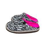 POLIN ZEBRA PRINT + HOT PINK / Sheepskin slippers