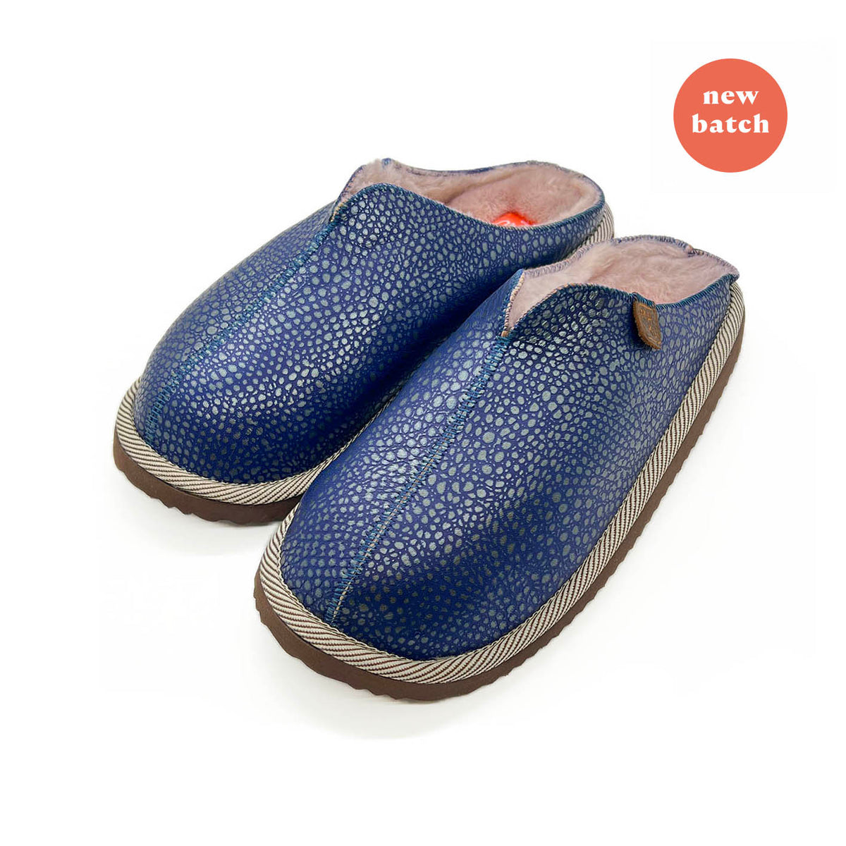 POLIN BLUE DRAGON + POWDER PINK / Sheepskin slippers