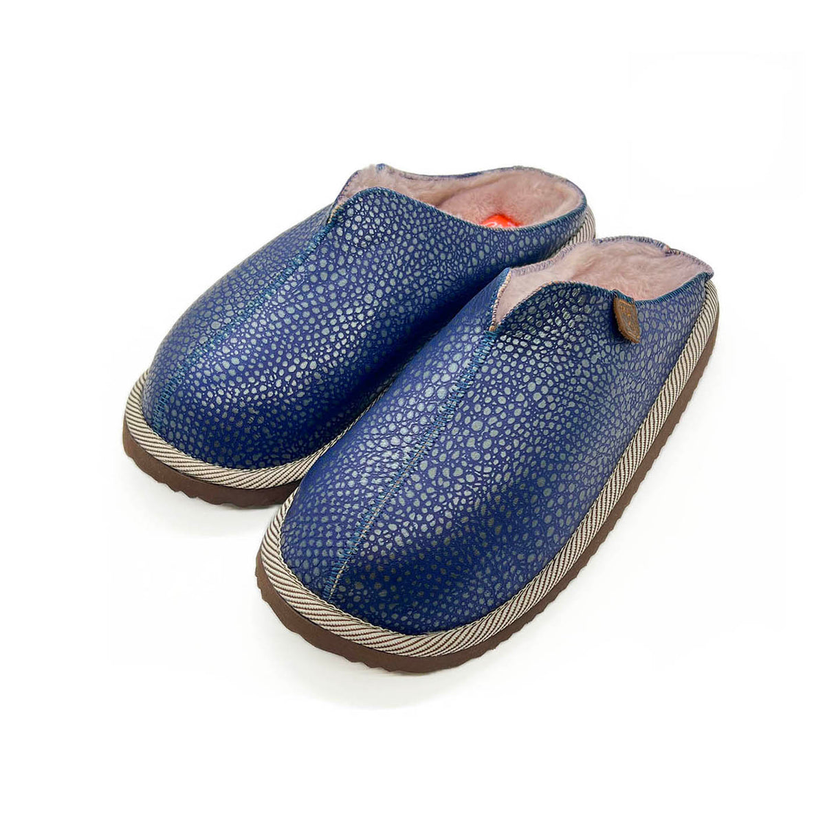 POLIN BLUE DRAGON + POWDER PINK / Sheepskin slippers