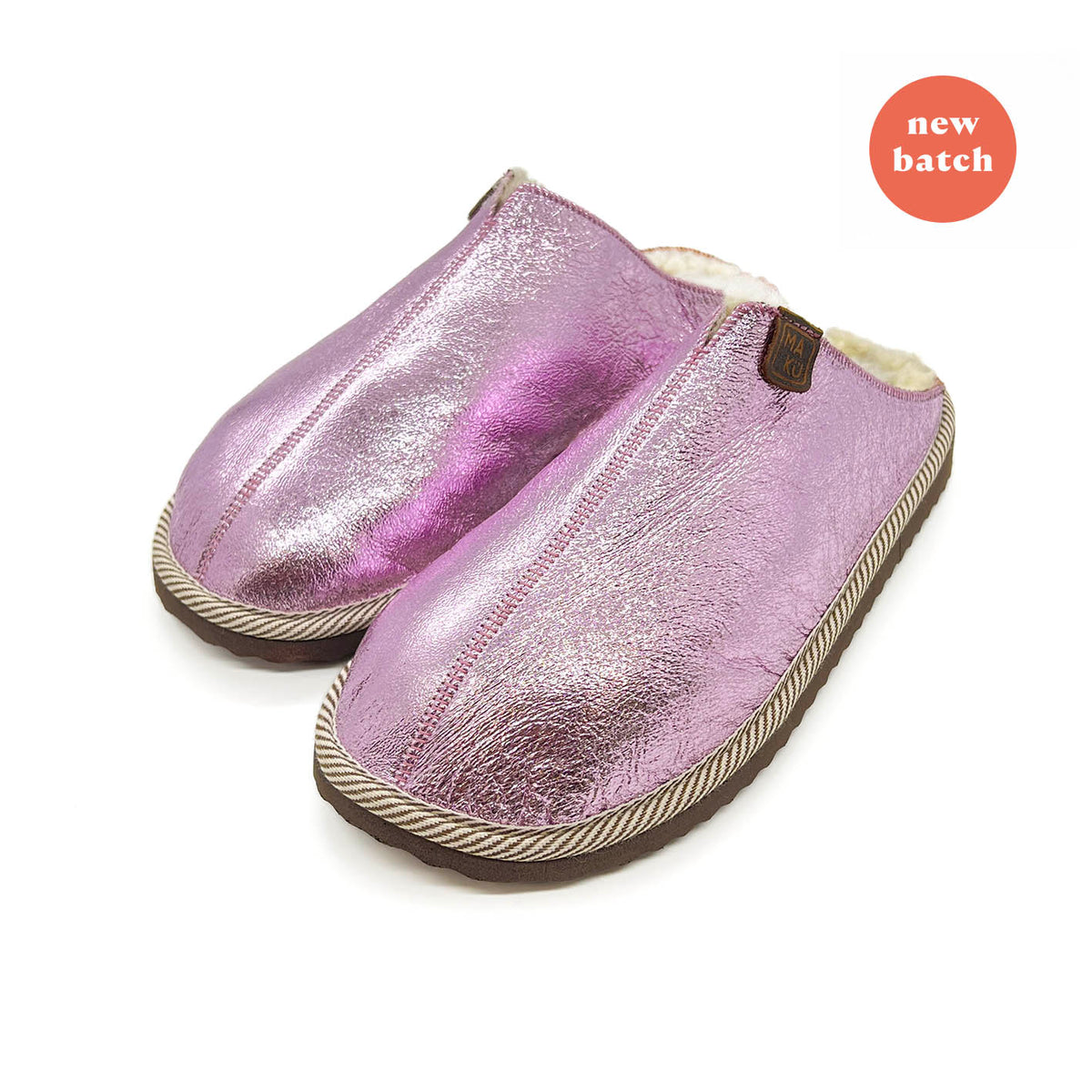 POLIN METALLIC CANDYFLOSS + NATURAL / Sheepskin slippers