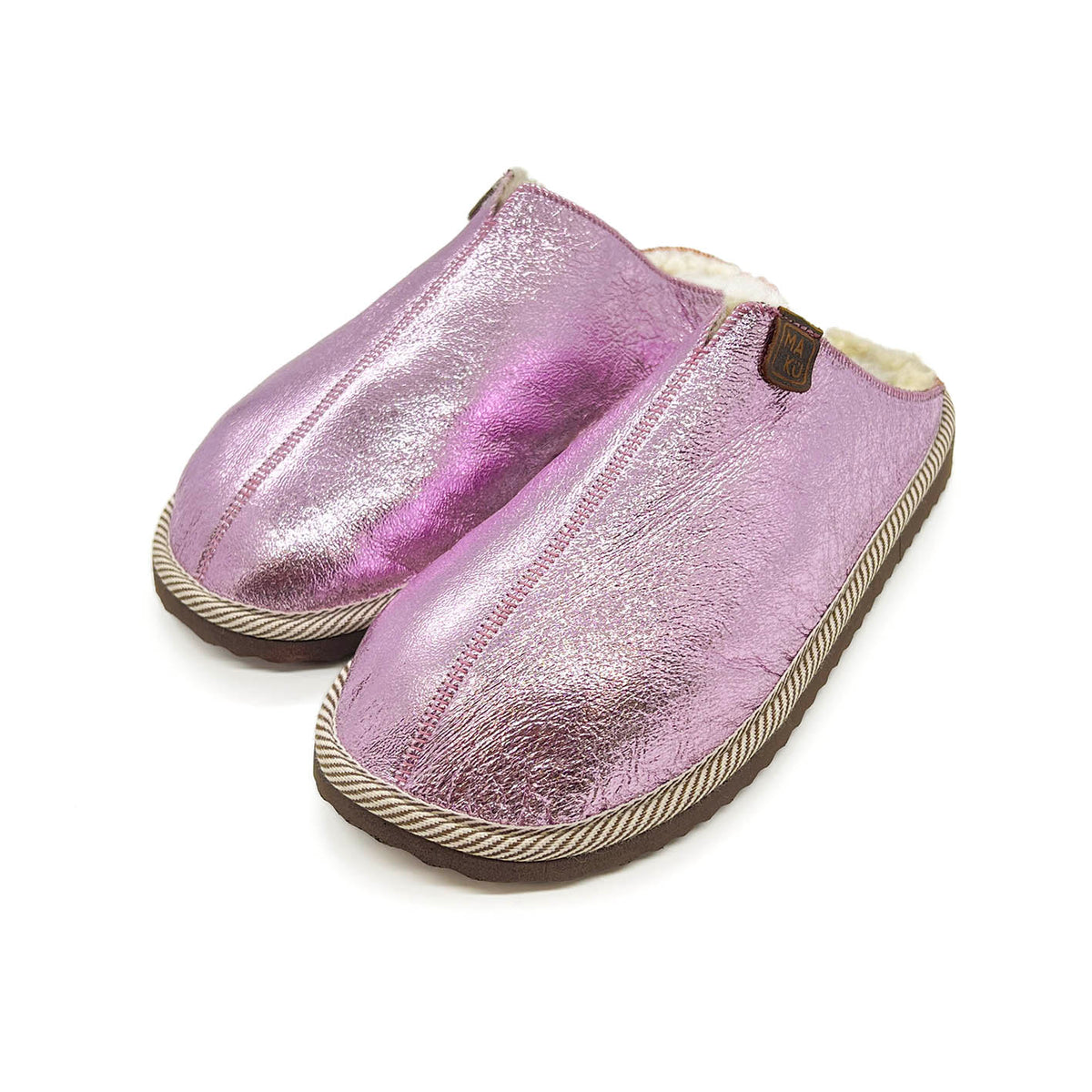 POLIN METALLIC CANDYFLOSS + NATURAL / Sheepskin slippers