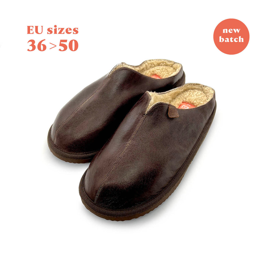 POLIN SOFA BROWN + OATMEAL / Sheepskin slippers